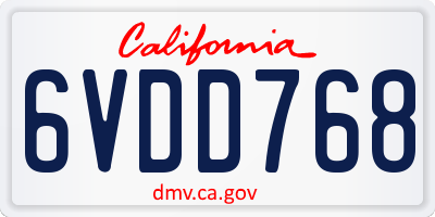 CA license plate 6VDD768
