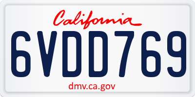 CA license plate 6VDD769