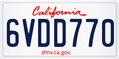 CA license plate 6VDD770