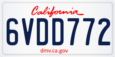 CA license plate 6VDD772