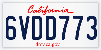 CA license plate 6VDD773