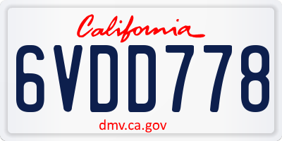 CA license plate 6VDD778