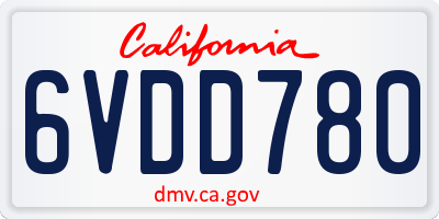 CA license plate 6VDD780