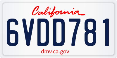 CA license plate 6VDD781