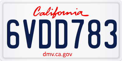 CA license plate 6VDD783