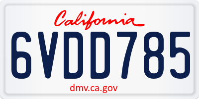 CA license plate 6VDD785
