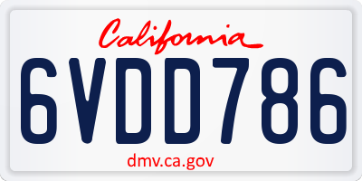 CA license plate 6VDD786
