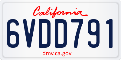 CA license plate 6VDD791