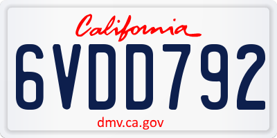 CA license plate 6VDD792