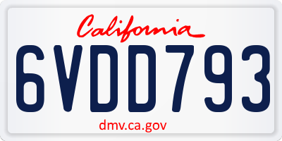 CA license plate 6VDD793