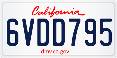 CA license plate 6VDD795