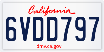 CA license plate 6VDD797