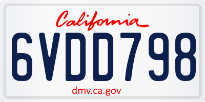 CA license plate 6VDD798