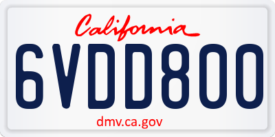 CA license plate 6VDD800