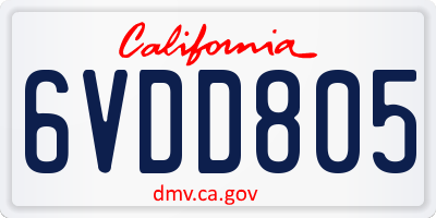 CA license plate 6VDD805
