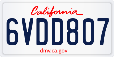 CA license plate 6VDD807