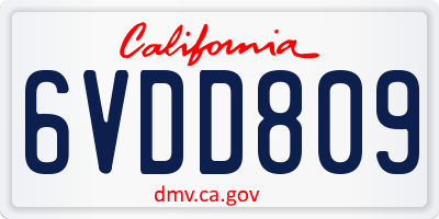 CA license plate 6VDD809