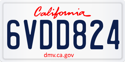 CA license plate 6VDD824