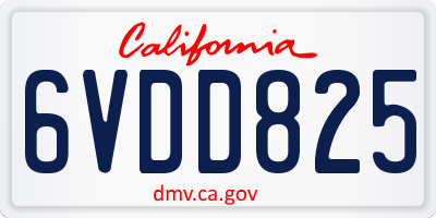 CA license plate 6VDD825
