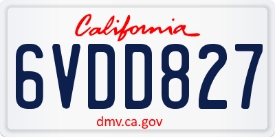 CA license plate 6VDD827
