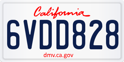 CA license plate 6VDD828