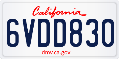 CA license plate 6VDD830