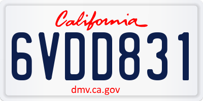 CA license plate 6VDD831