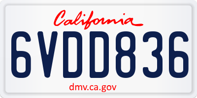 CA license plate 6VDD836