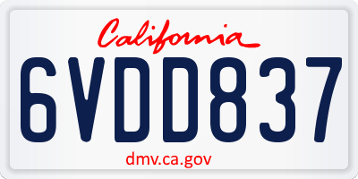 CA license plate 6VDD837