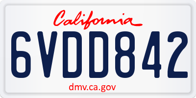 CA license plate 6VDD842