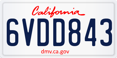 CA license plate 6VDD843