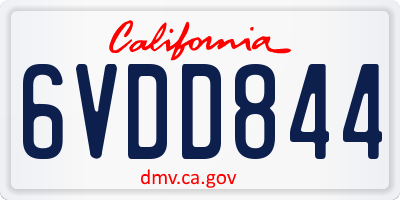 CA license plate 6VDD844