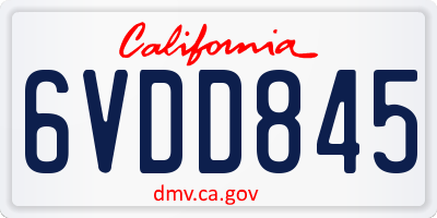 CA license plate 6VDD845