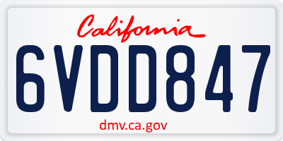 CA license plate 6VDD847