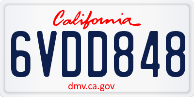 CA license plate 6VDD848