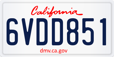 CA license plate 6VDD851