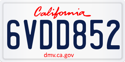 CA license plate 6VDD852