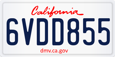 CA license plate 6VDD855