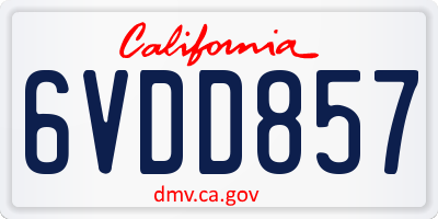 CA license plate 6VDD857