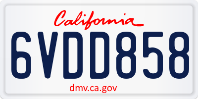 CA license plate 6VDD858