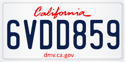 CA license plate 6VDD859