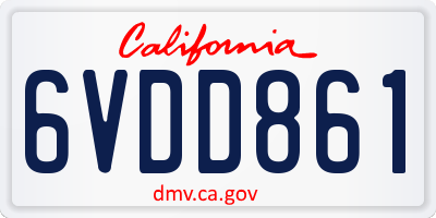 CA license plate 6VDD861