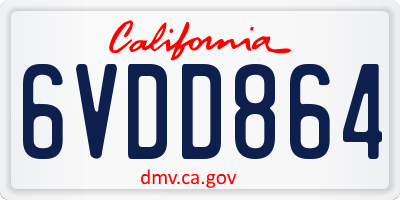 CA license plate 6VDD864