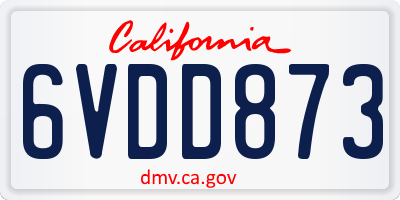CA license plate 6VDD873