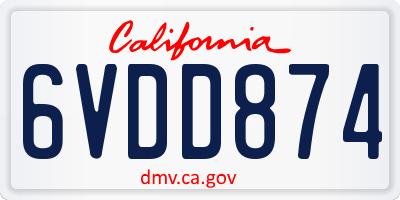 CA license plate 6VDD874