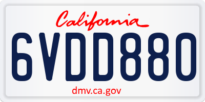 CA license plate 6VDD880