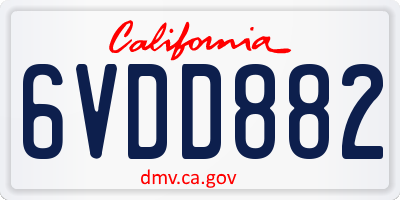 CA license plate 6VDD882