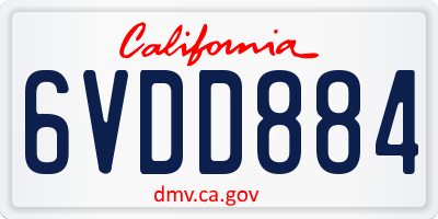 CA license plate 6VDD884