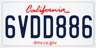 CA license plate 6VDD886