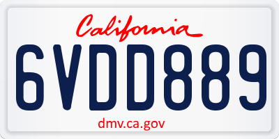 CA license plate 6VDD889